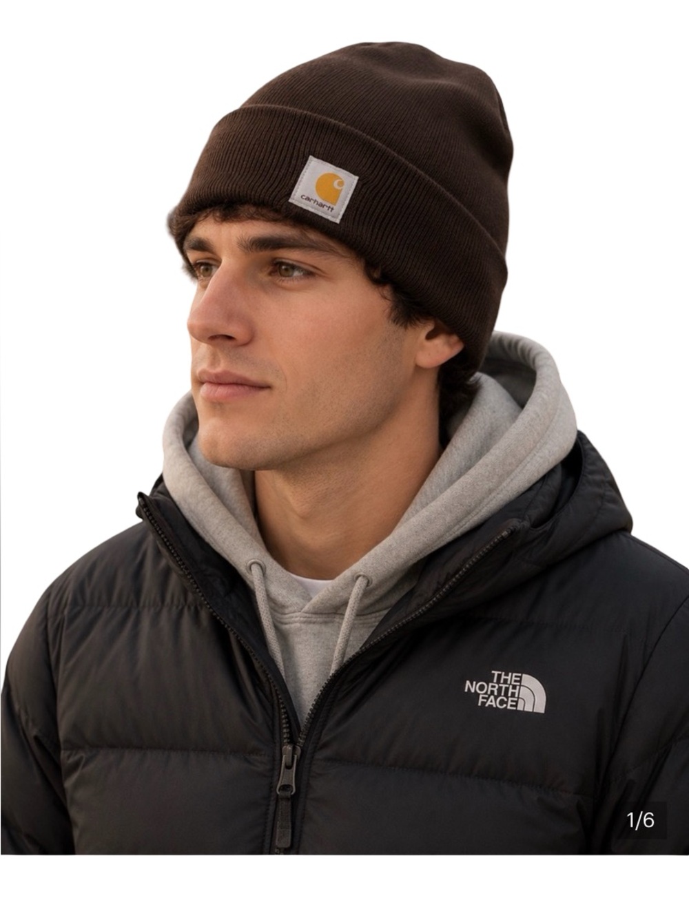 Brown Carhartt WIP Short Watch Hat featuring a ribbed knit design Unisex